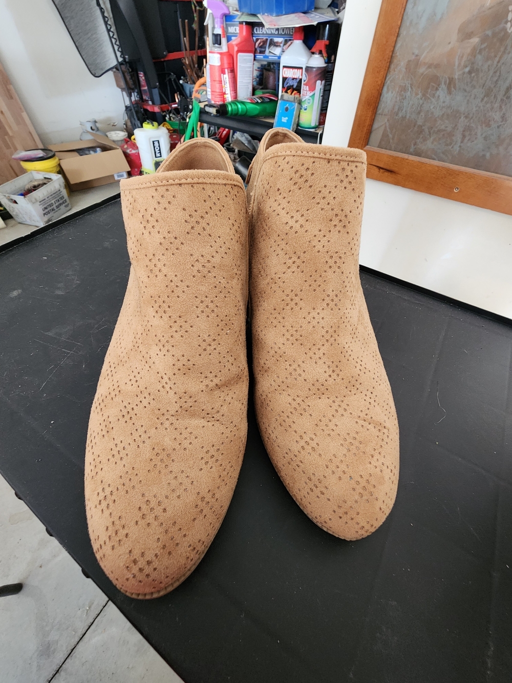 Dr. Scholl's Tan Perforated Suede Ankle Booties